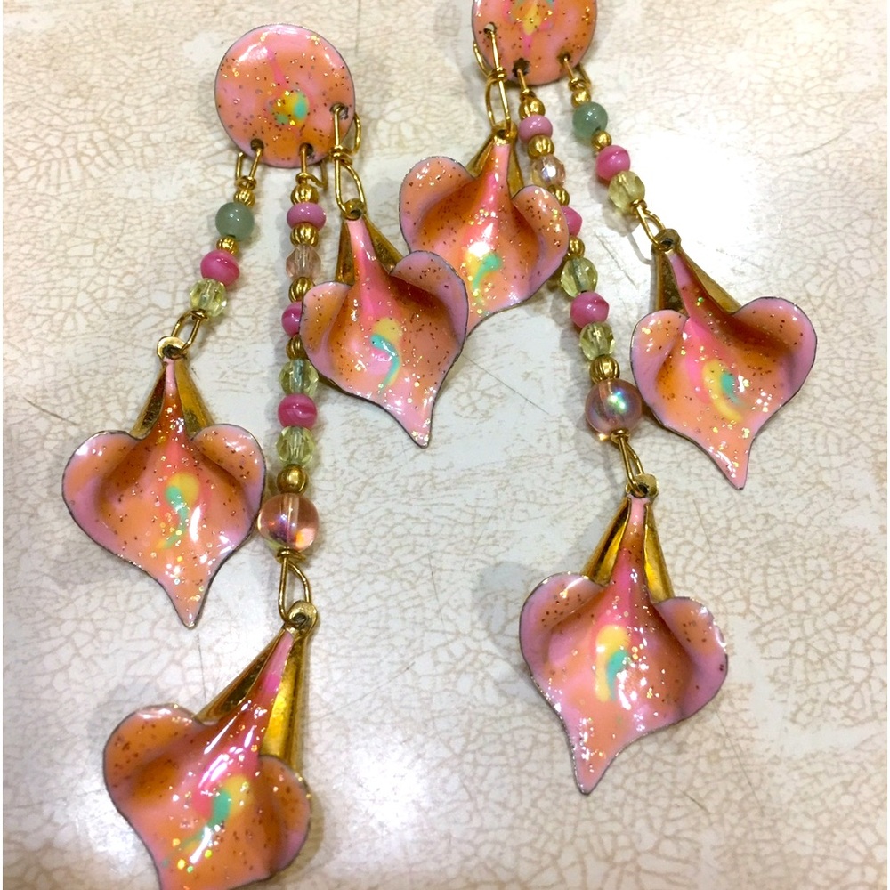 Vintage, Collectible “Lunch at the Ritz” pierced earrings. Pink Calla Lily